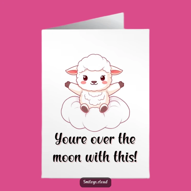 Free Printable Congrats Card: Floating Sheep Joyful Funny Card Download