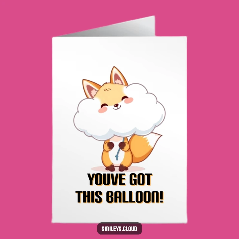 Free Printable Congrats Card: Fox Cloud Balloon Funny Downloadable Gift