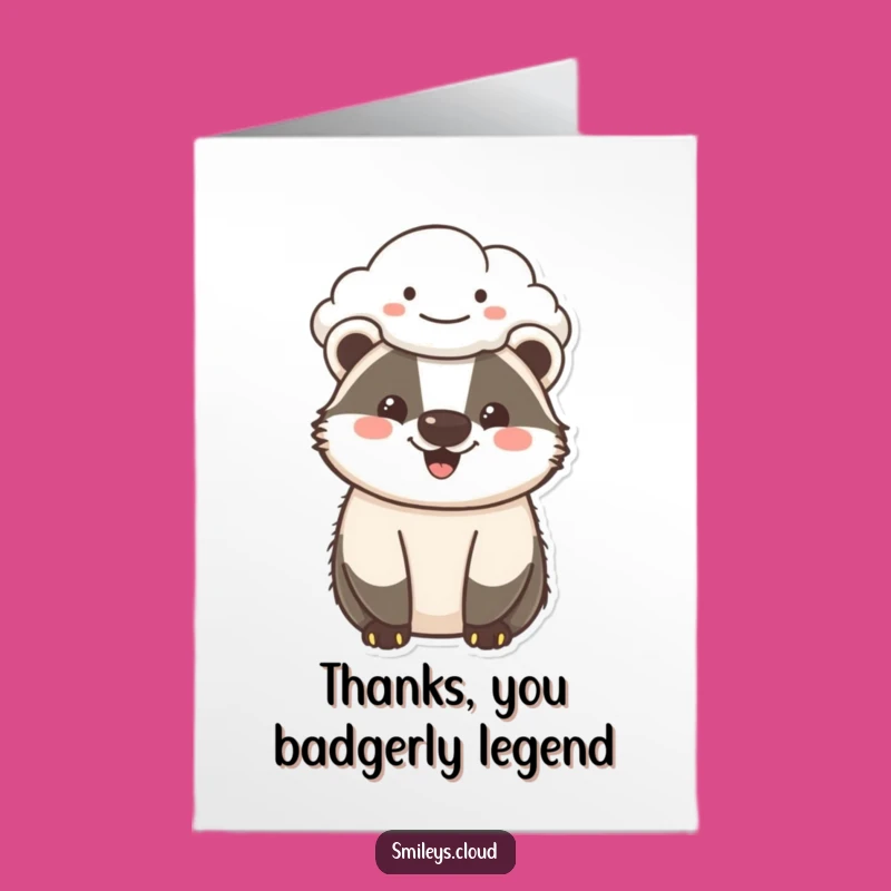 Free Printable Cheerful Badger Thank You Card - Funny Downloadable Badger Gift for Showing Appreciation