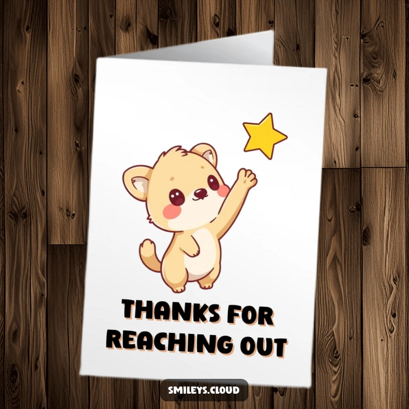 Funny Free Printable Thank You Card: A curious animal reaches out with wonder to touch a star.