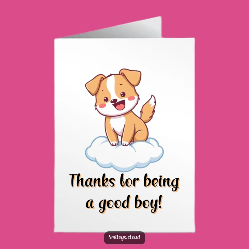 Free Printable Thank You Card: Cheerful Dog Cloud Thanks, Funny Downloadable Gift