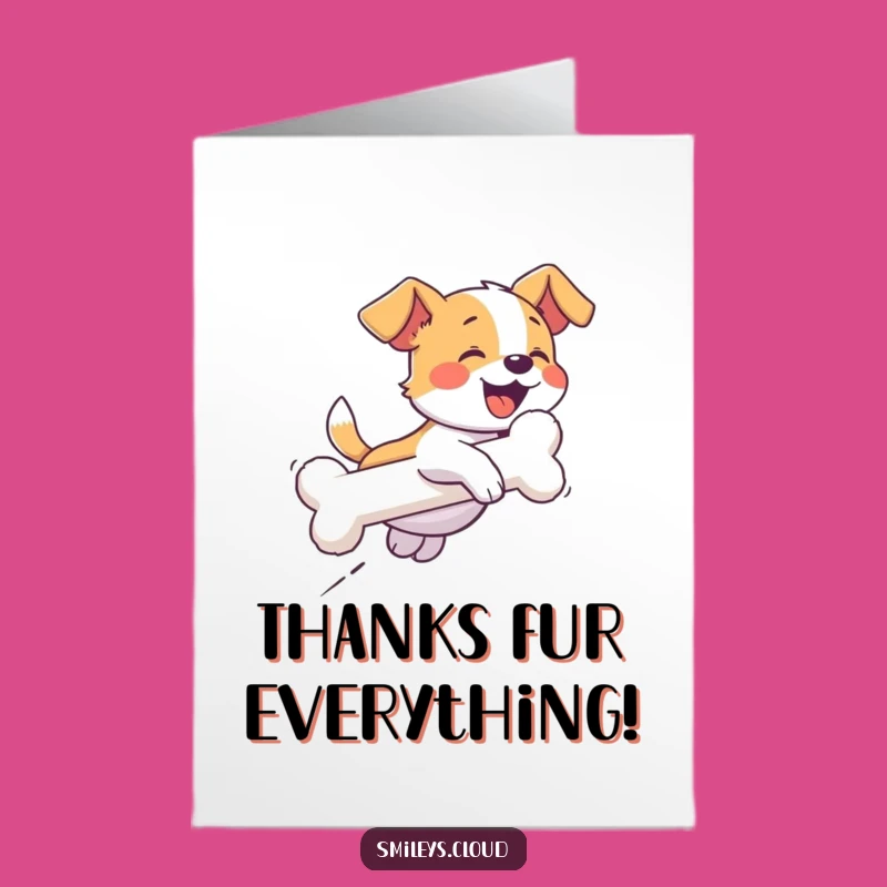 Free Printable Thank You Card: Dog Bone Cloud, Cheerful Downloadable