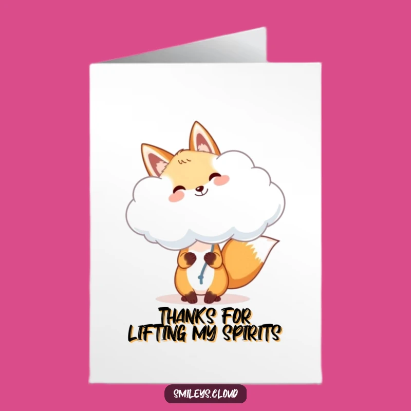 Free Printable Thank You Card: Fox Cloud Balloon Funny Downloadable Gift