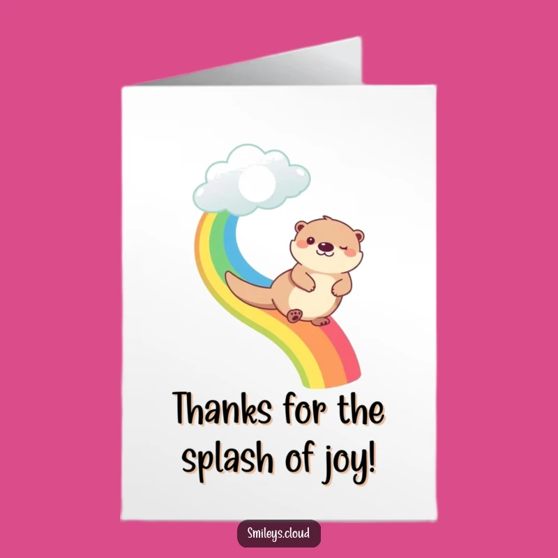 Free Printable Thank You Card: Happy Otter Rainbow Gratitude, Funny Downloadable Gift
