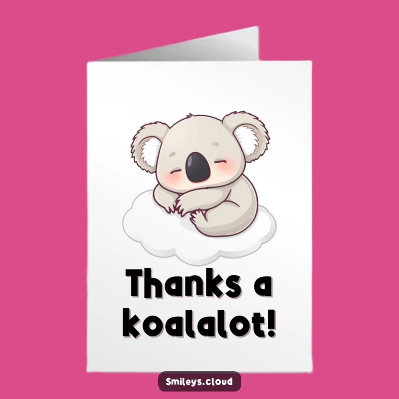 Free Printable Thank You Card: Koala's Cloud Nap Gratitude Greeting