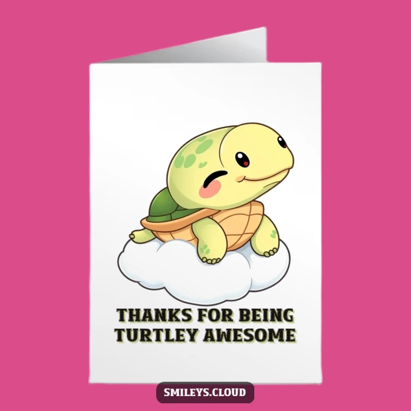 Free Printable Turtle Thank You Card: Winking Floater Cartoon Downloadable Gift