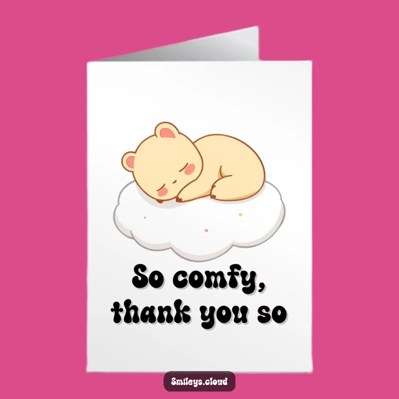 Relaxing Free Printable Thank You Card: Sleeping Animal Cloud Funny Downloadable Gift