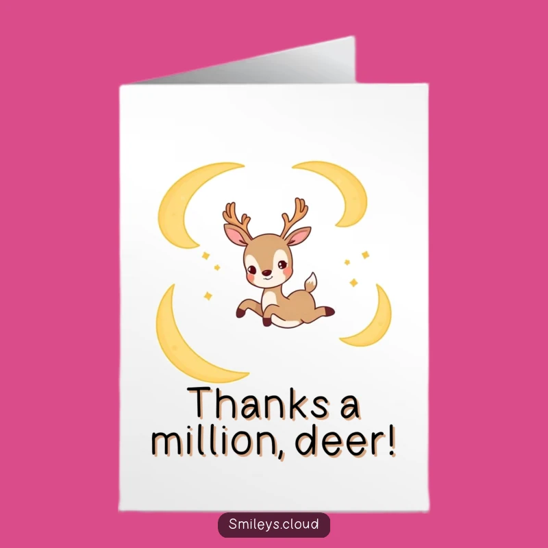 Free Printable Thank You Card: Deer's Moon Leap Gratitude Greeting