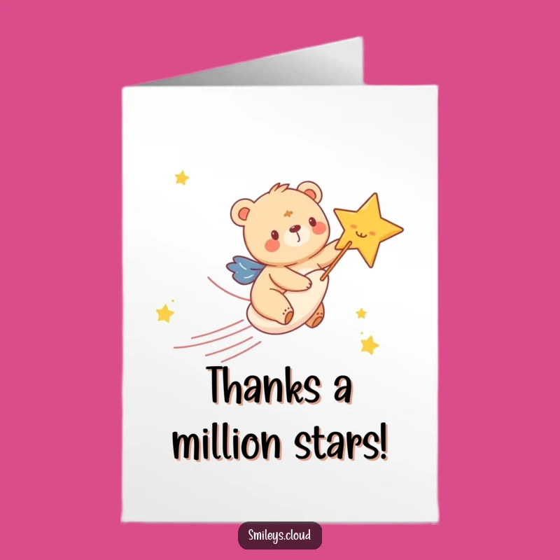Free Printable Thank You Card: Bear Star Gratitude, Downloadable Appreciation