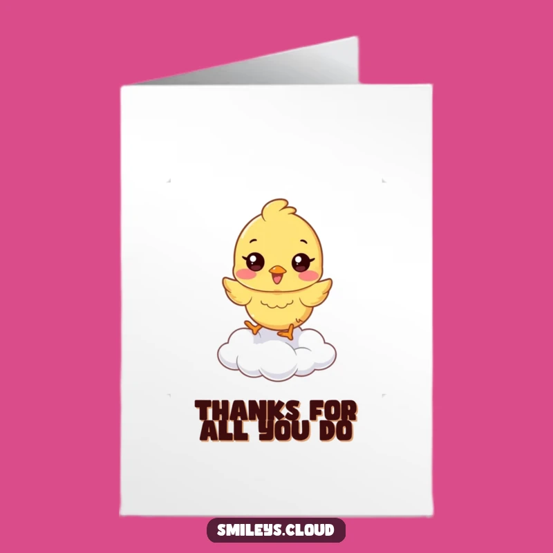 Free Printable Thank You Card: Happy Chick, Funny Downloadable Gift for Gratitude