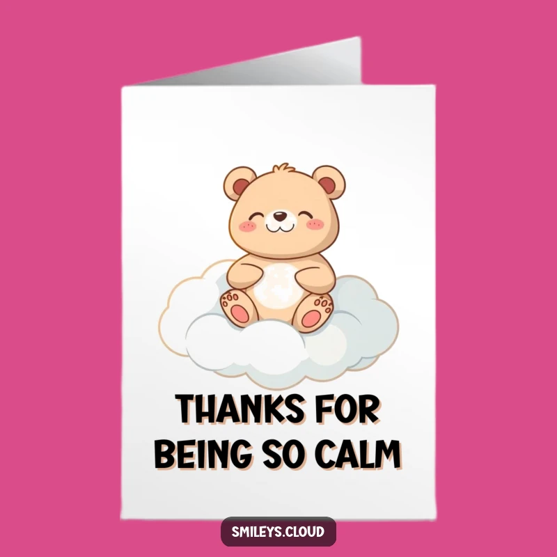 Free Printable Zen Bear Thank You Card: Cloud Meditation Gratitude Gift