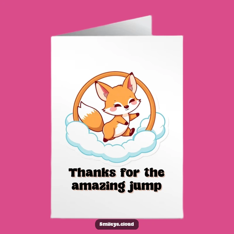 Free Printable Fox Thank You Card: Cloud Hoop Gratitude Gift