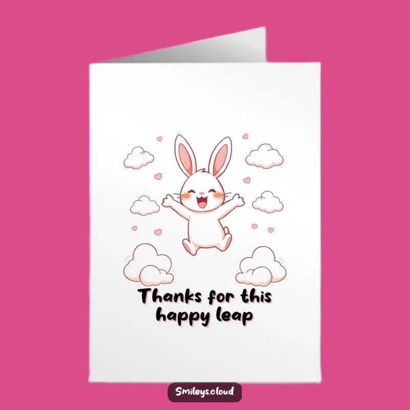 Free Printable Thank You Card: Leaping Rabbit Grateful Funny Card