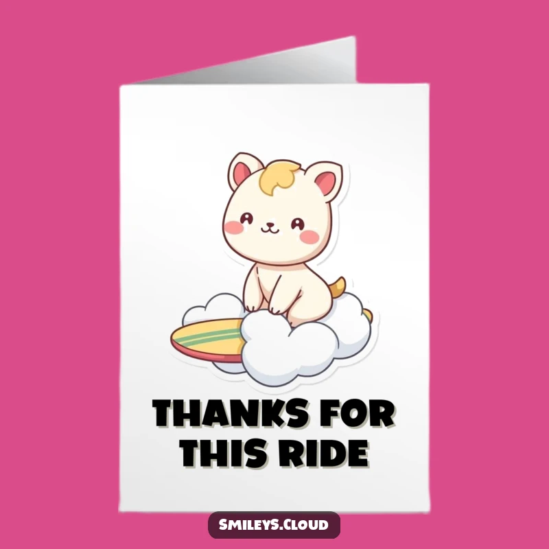 Free Printable Smiling Animal Thank You Card - Cloud Surfer Downloadable