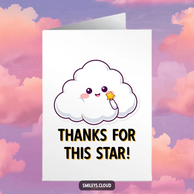 Funny Free Printable Thank You Card: Cloud offers a small glowing star, great for a whimsical DIY thank you note.