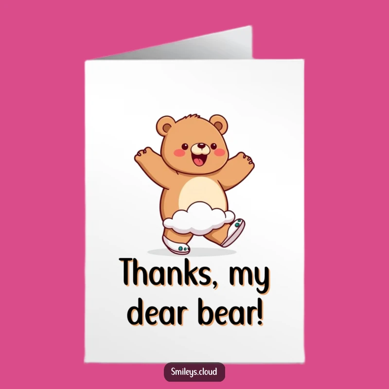 Free Printable Thank You Card: Bear Cloud Shoes, Lighthearted Downloadable
