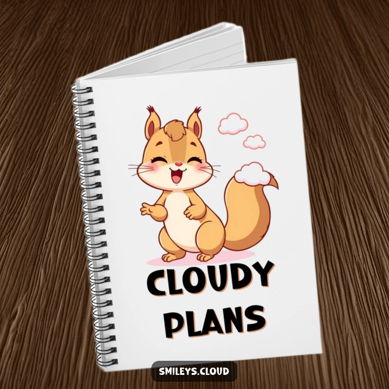 Funny Squirrel Notebook: A giggling squirrel juggles clouds on the cover, inspiring creativity and lighthearted note-taking.