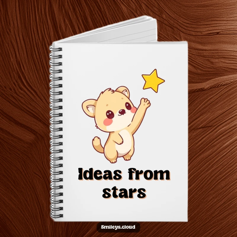 Funny notebook featuring a curious animal reaching out to touch a star, perfect for jotting down inspiring thoughts and dreams.