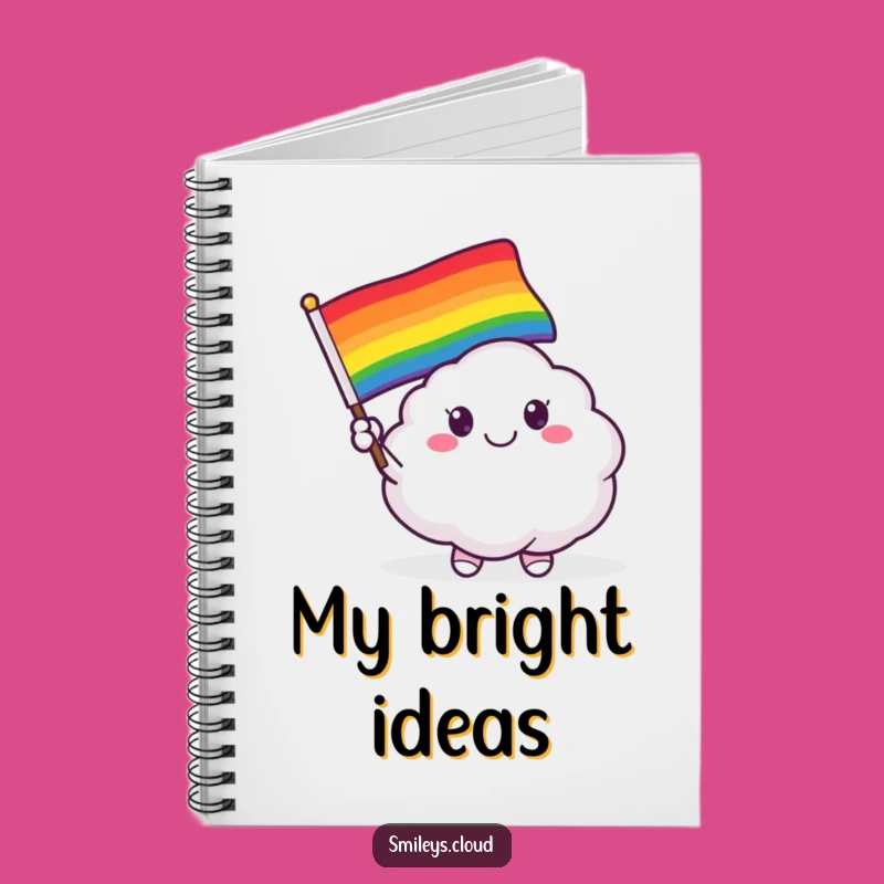 Funny Smiling Cloud Critter Notebook - Rainbow Flag Journal, Pride Gift