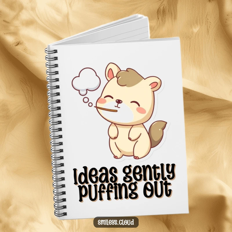 Funny notebook with a playful animal exhaling a soft cloud of air, perfect for jotting down notes with a touch of whimsical delight.