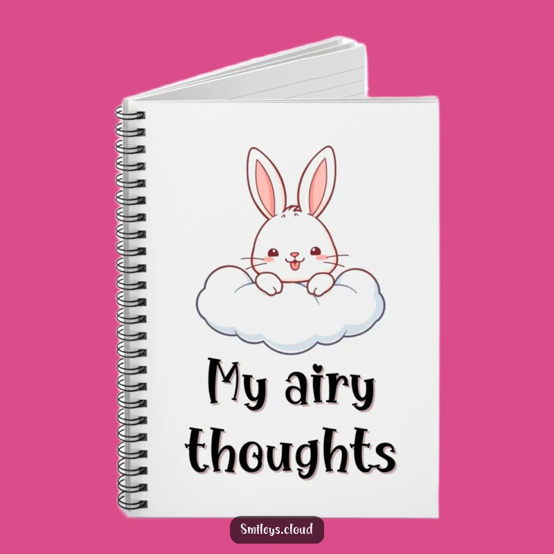Funny Cheerful Rabbit Cloud Notebook - Cute Journal, Adorable Gift