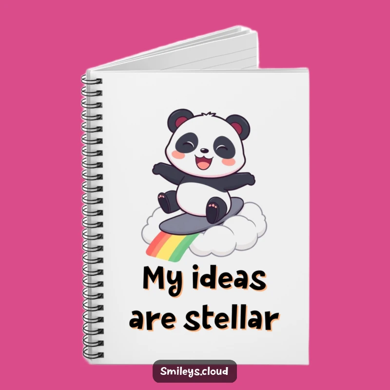Funny Panda Surfing Rainbow Cloud Notebook - Jot Down Laughs Gift