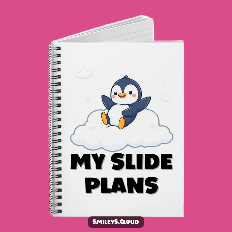 Funny Peppy Penguin Cloud Notebook - Jot Down Fun with Energetic Charm!
