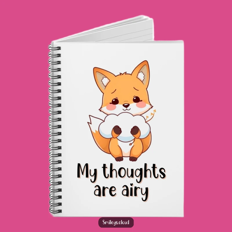 Funny Fox Cloud Balloon Notebook - Jot Down Happy Thoughts Gift