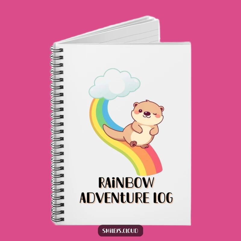 Funny Happy Otter Rainbow Cloud Notebook - Journal Your Joyful Thoughts