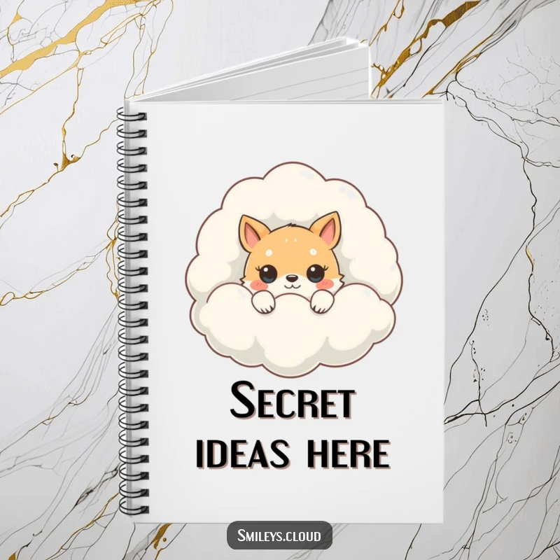 Funny Peeking Animal Notebook: A cute animal peeking from behind a fluffy cloud, designed for jotting down thoughts.