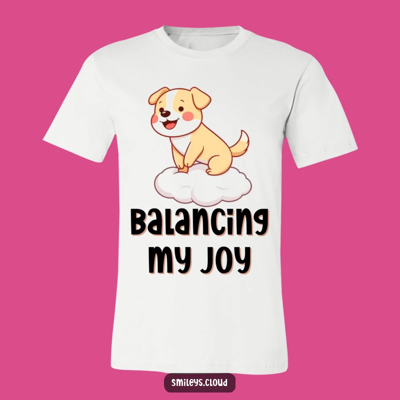 Funny Dog Cloud Balance T-Shirt: Wagging Hearts Tee