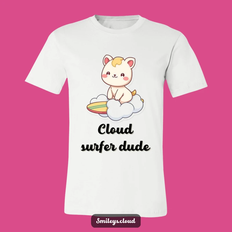 Funny Animal Cloud Surf T-Shirt: Happy Cartoon Rider Tee for Good Times