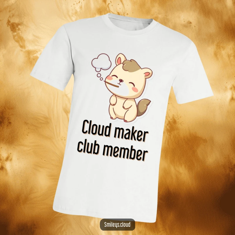 Funny t-shirt with a playful animal exhaling a fluffy cloud of air, showcasing pure delight and a gentle, humorous personality.