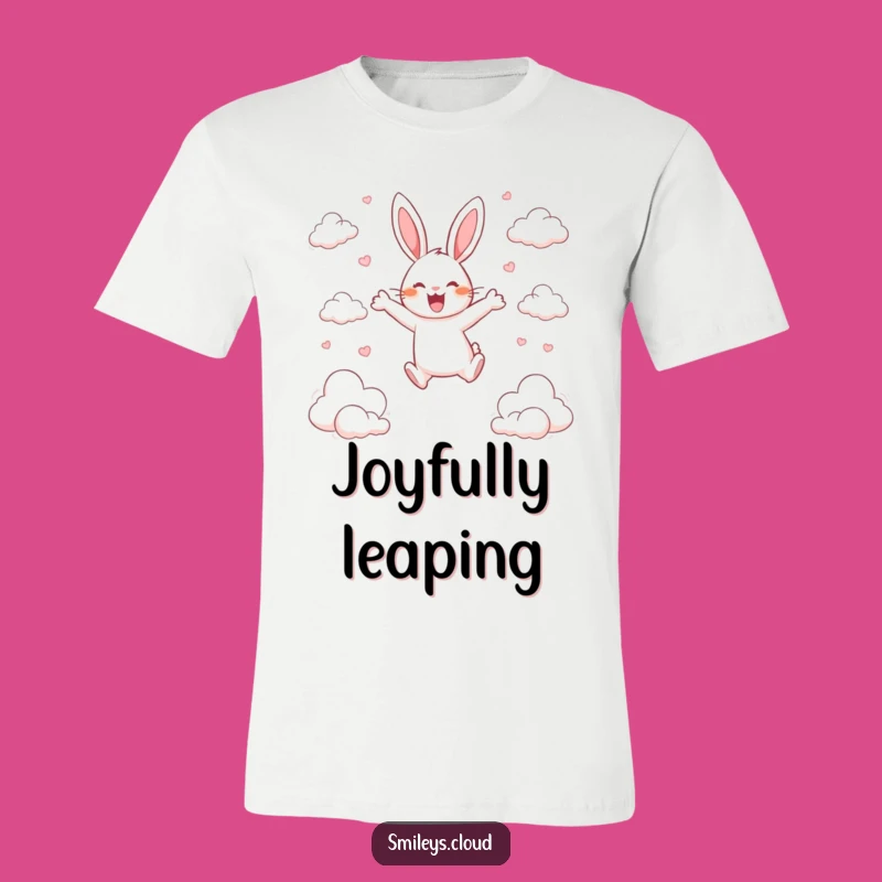 Funny Happy Rabbit Cloud T-Shirt - Joyful Leaping Hare Tee Gift