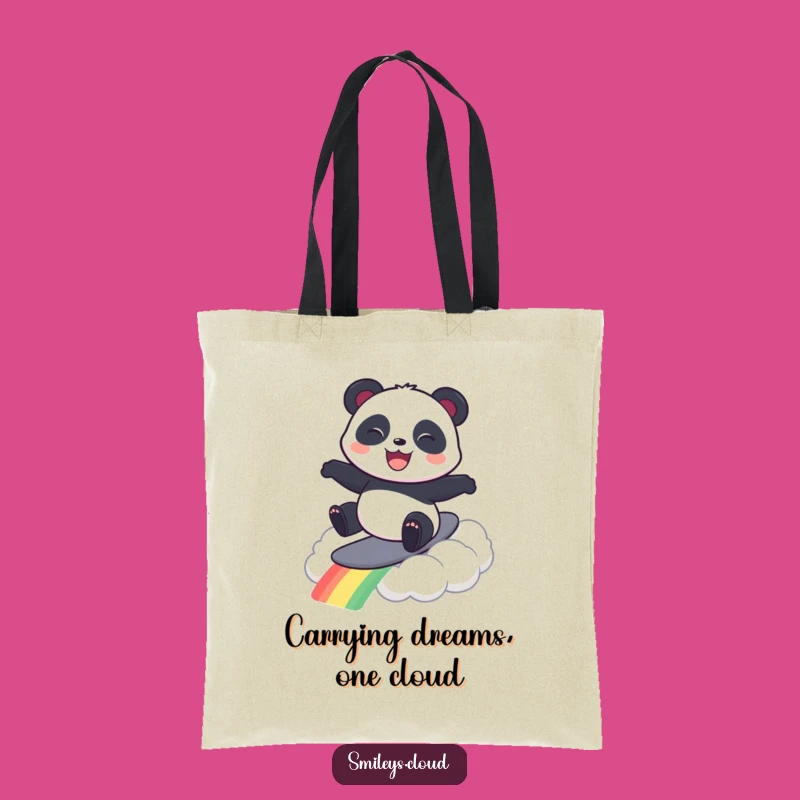 Funny Panda Surfing Rainbow Cloud Tote Bag - Chic & Hilarious Gift