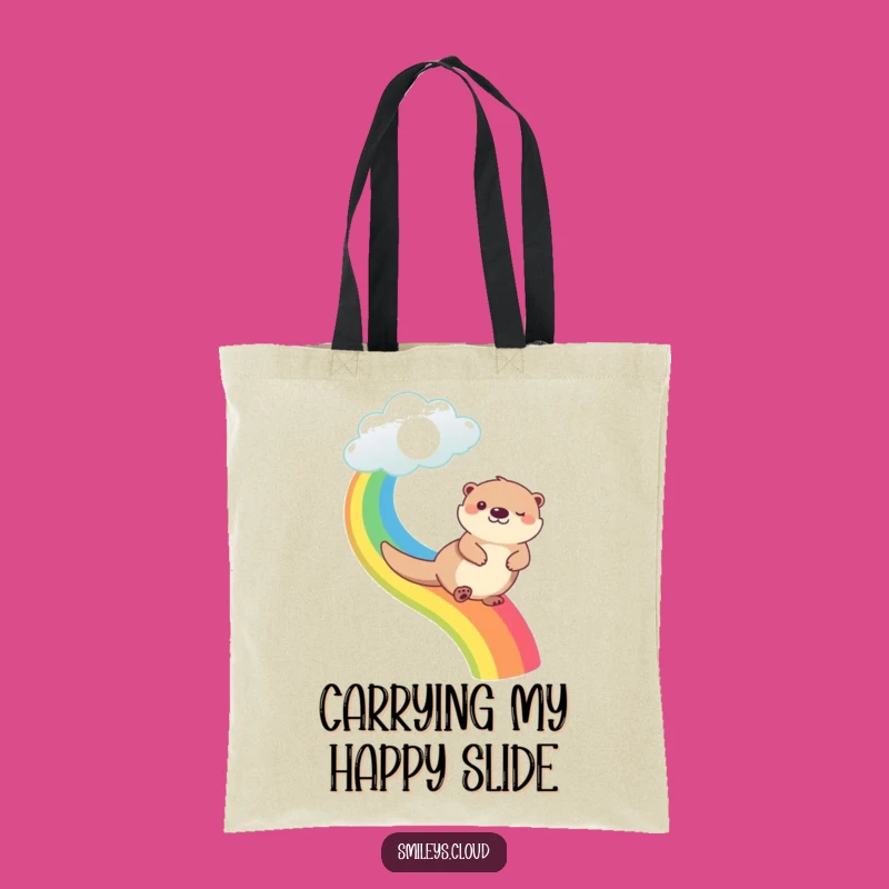 Funny Happy Otter Rainbow Cloud Tote Bag - Carry Your Joy Everywhere