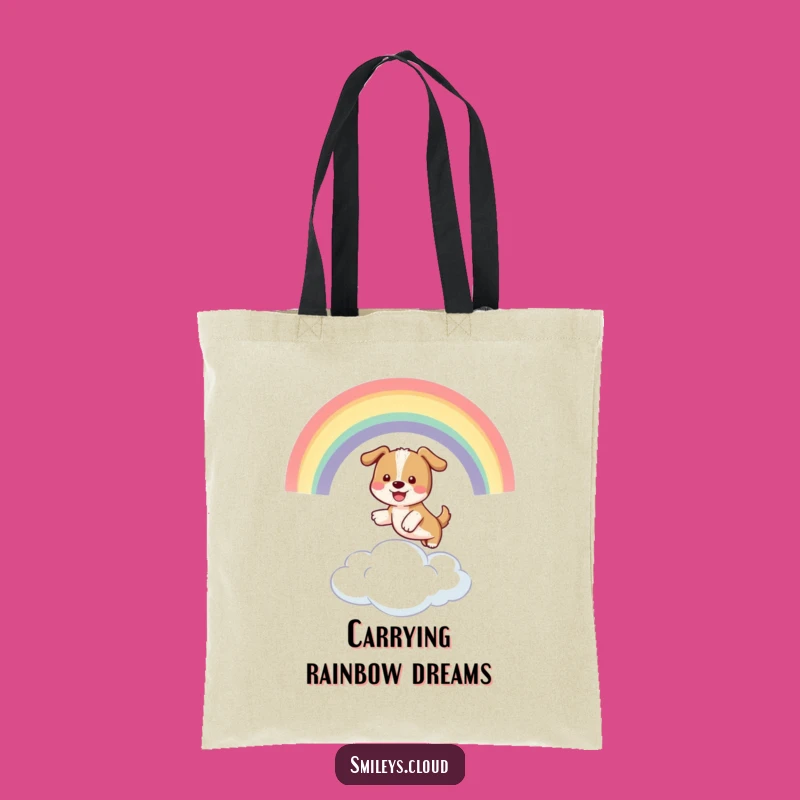 Funny Dog Rainbow Cloud Tote Bag: Carry Your Adventures