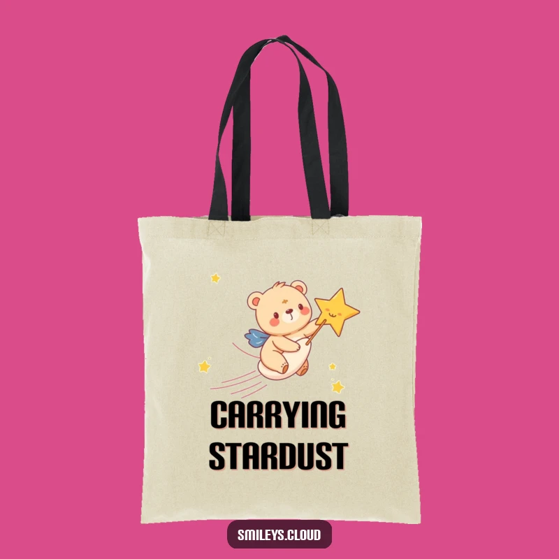 Funny Bear Cub Star Tote Bag: Joyful Rider Accessory, Chic Funny Gift