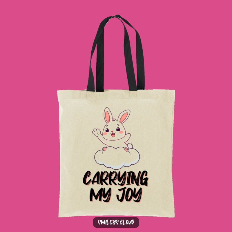Funny Bunny Tote Bag: Happy Cloud Waving - Carry Joy Everywhere!