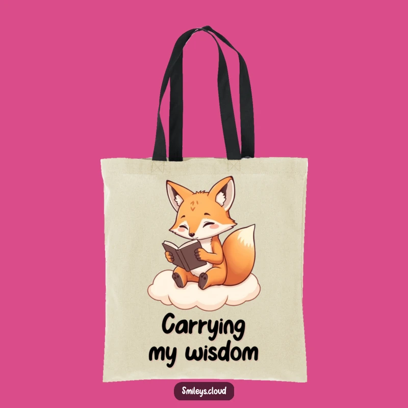 Funny Fox Tote Bag: Determined Cloud Reader - Carry Your Books in Style!