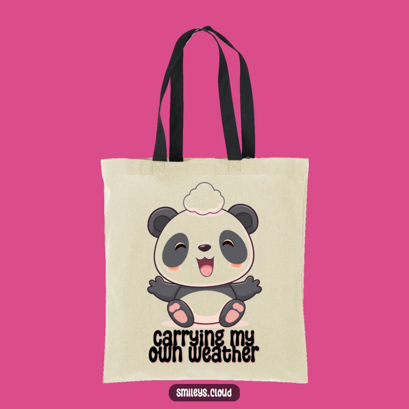 Funny Panda Cloud Tote Bag - Cute Anime Panda Carrying Cloud, Perfect Funny Gift
