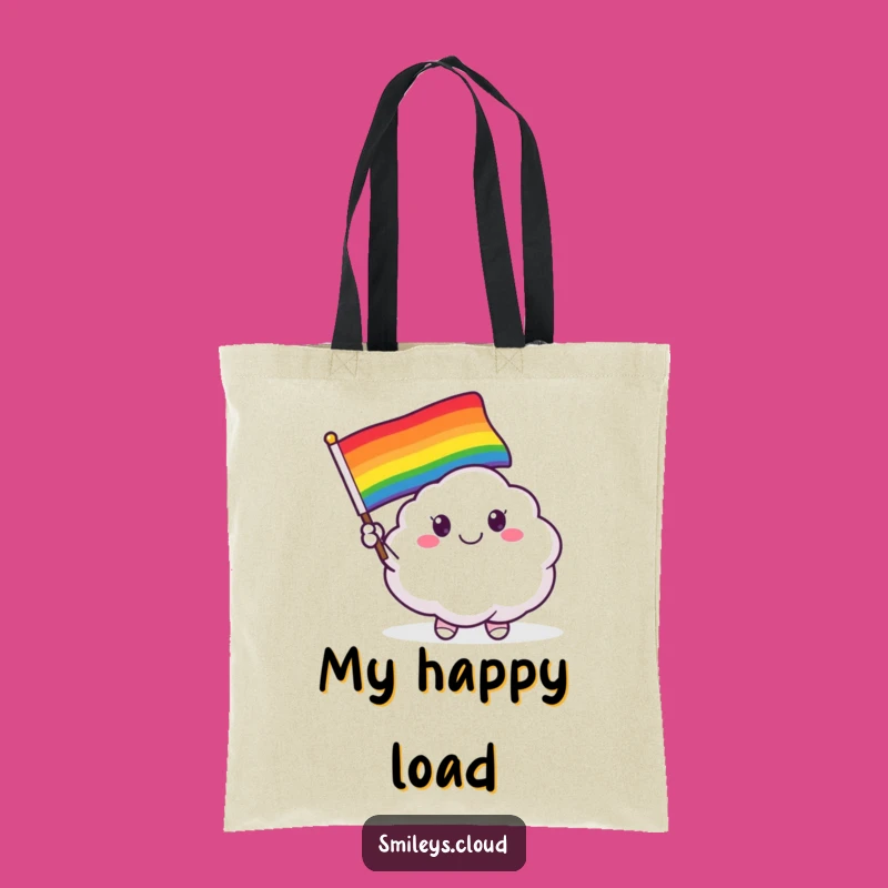 Funny Smiling Cloud Critter Tote Bag - Rainbow Flag Accessory, Pride Gift